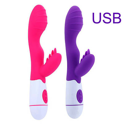 USB Подвійний вібратор жіночий на Акумуляторі, фото 1