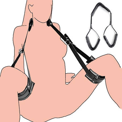 БДСМ бондаж для садо мазо ігор Фіксатор для ніг і шиї Leg Brace. BDSM Ремені для фіксації, фото 1
