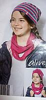 Шапка для дівчинки двостороння з шарфом-снудом Alive 92-104