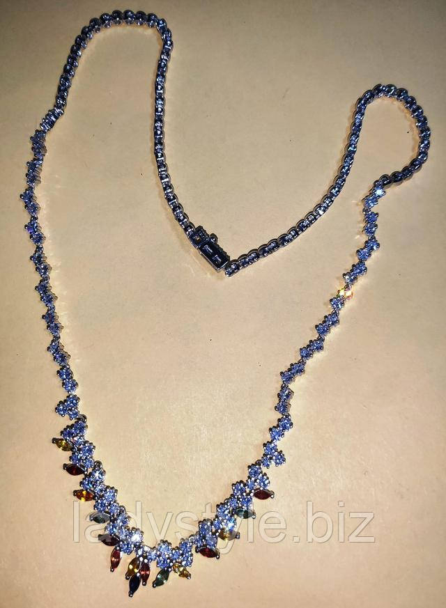 серебряное колье танзанит диопсид цаворит украшение подарок купить юбилей