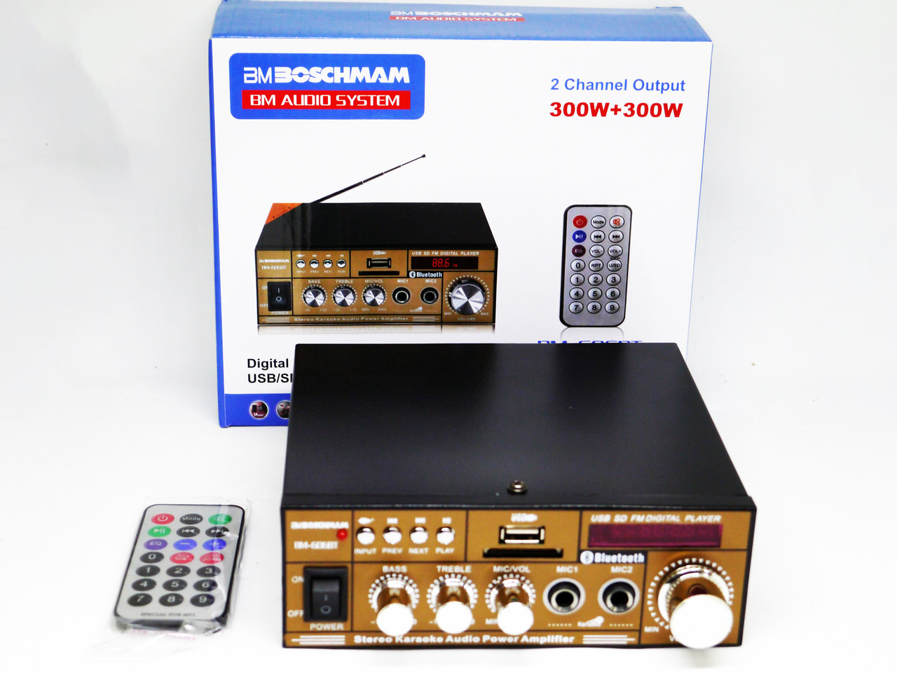 Підсилювач звуку BM AUDIO BM-606BT FM USB Блютуз + Караоке, фото 1