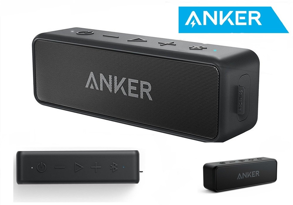 Портативна колонка ANKER SOUNDCORE 2 (12W, 5200mAh, AUX, Bluetooth 5.0, Вологозахист IPX7, 24 години), Black