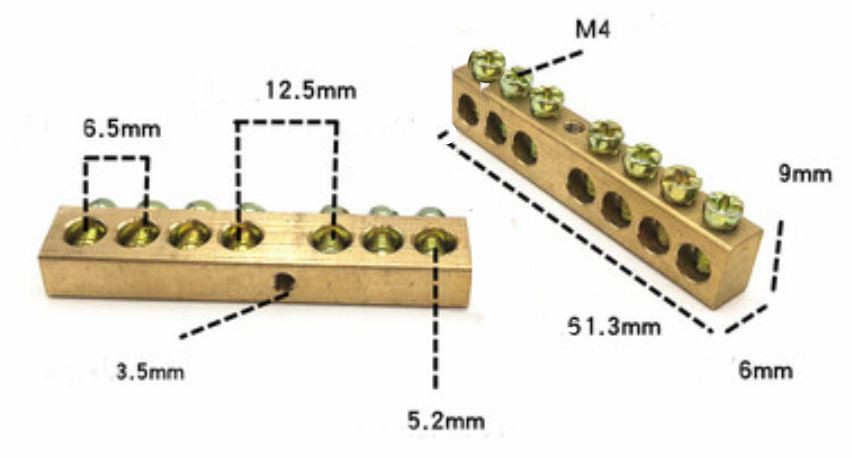 Шина нульова без ізоляції 6х9мм 7/1