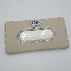 Підставка для серветок для автомобіля зі стразами, на козирок Корона Бежевий