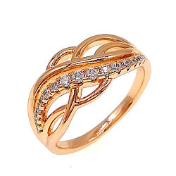 Кільце Xuping з медичного золота, білі фіаніти, позолота 18K, 11928