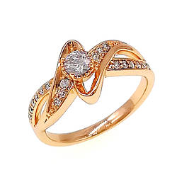 Кільце Xuping з медичного золота, білі фіаніти, позолота 18K, 11922