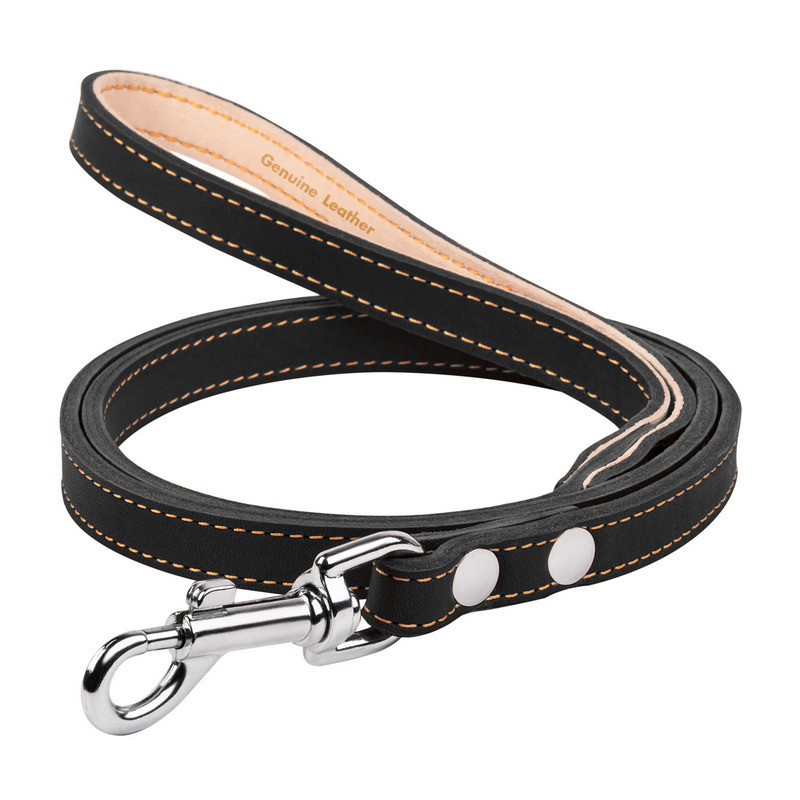 Повідець подвійний CoLLaR шкіра чорний з прошивкою 04521 (4820082492281)