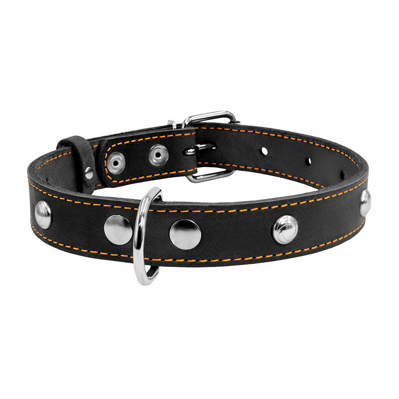 Нашийник одинарний CoLLaR шкіра чорний з прикрасою 02231 (4820082491796)
