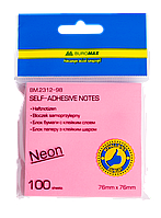 Блок цветной бумаги для записей Buromax NEON BM.2312-98, с клейким слоем, 76х76 мм, 100 л