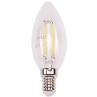 Лампа ФІЛАМЕНт C37 4W 220V E14 свічка 4000K (071-N) Luxel led, нейтральне світло, світлодіодна Люксел лампочка