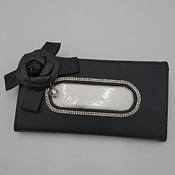 Серветниця для автомобіля зі стразами і чорною квіткою