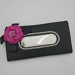 Підставка для серветок на козирок для автомобіля зі стразами і малиновою квіткою