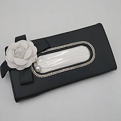 Підставка для серветок на козирок для автомобіля зі стразами і білою квіткою