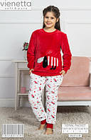 Пижама детская для девочки (футболка длинный рукав рукав+штаны), Vienetta (размер 10(140))