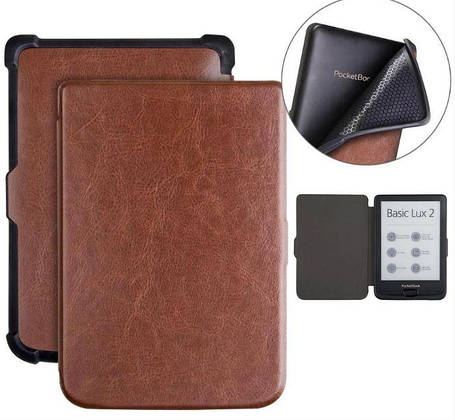 Обкладинка чохол для PocketBook Touch Lux 5 628 автосон коричневий, фото 1