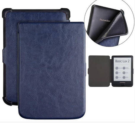 Обкладинка чохол для PocketBook 632 Touch HD 3 автосон темно-синій, фото 1