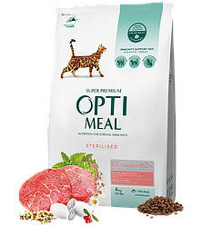 Корм Optimeal Оптіміл для стерилізованих кішок з високим вмістом яловиччини та сорго 4 кг