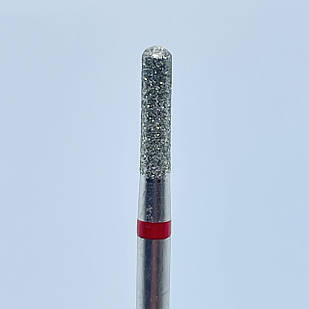 Фреза для фрезера для манікюру і педикюру алмазна Циліндр округлий 2.1мм червона