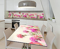 Наклейка 3Д виниловая на стол Zatarga «Пеларгония» 600х1200 мм для домов, квартир, столов, кофейн, кафе