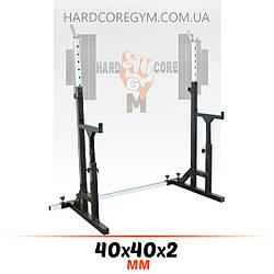 Стійки для присідання, жима лежачи та стоя, під штангу зі страховкою Чорно-білі
