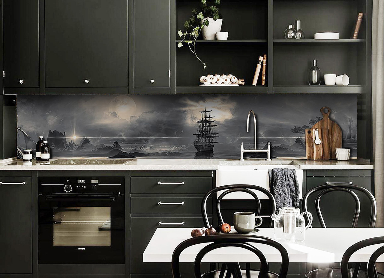 Вінілова Наліпка кухонний фартух Zatarga Буря в Морі 2500х650 мм