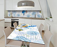 Наклейка 3Д виниловая на стол Zatarga «Голубые бабочки» 600х1200 мм для домов, квартир, столов, кофейн,