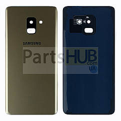 Задня кришка Samsung Galaxy A8 Plus 2018 A730F золотиста оригінал Китай зі склом камери