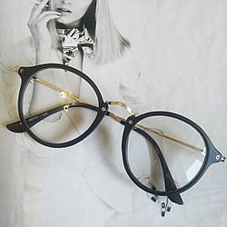 Іміджеві окуляри з прозорою лінзою круглі з металевими дужками