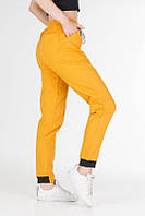 Стрейчевые женские брюки на резинке, женские штаны джоггеры на резинке со шнурком VS 1131 40, Желтый