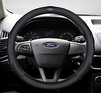 Чехол оплетка на руль кожаная для автомобиля с логотипом Ford натуральная кожа