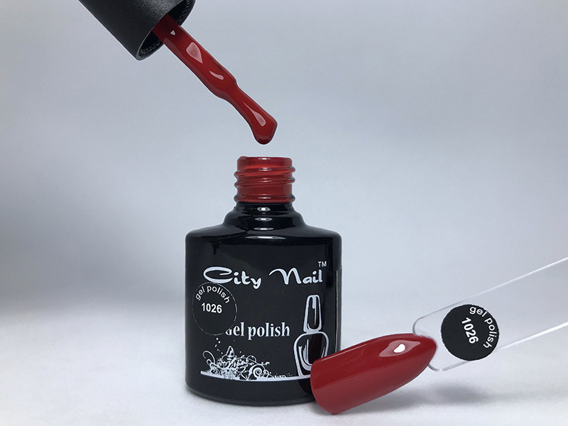 Гель-лак CityNail 1026 червоний - Червоні відтінки гель-лаку, Гель лак червоного кольору Відтінки червоних гель лаків, фото 1