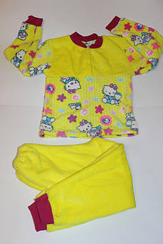 Дитяча жовта махрова піжама Кітті Розмір 110 - 116 см