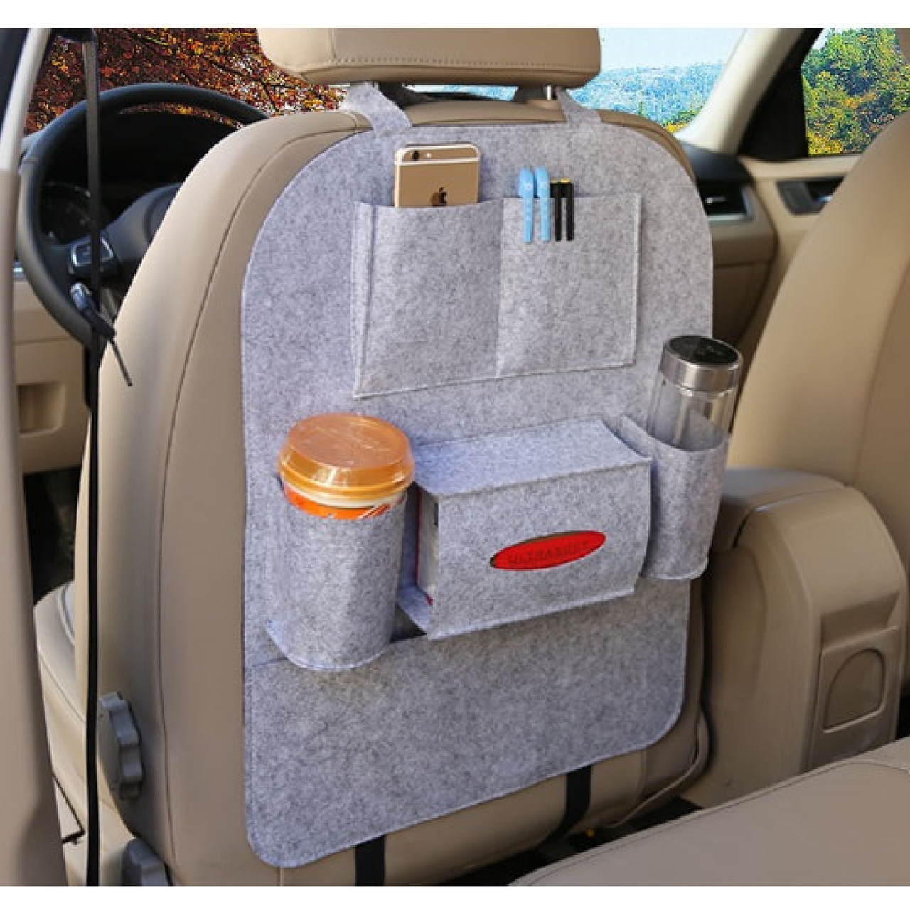 Органайзер для спинки сидіння автомобіля Vehicle mounted storage bag світло-сірий