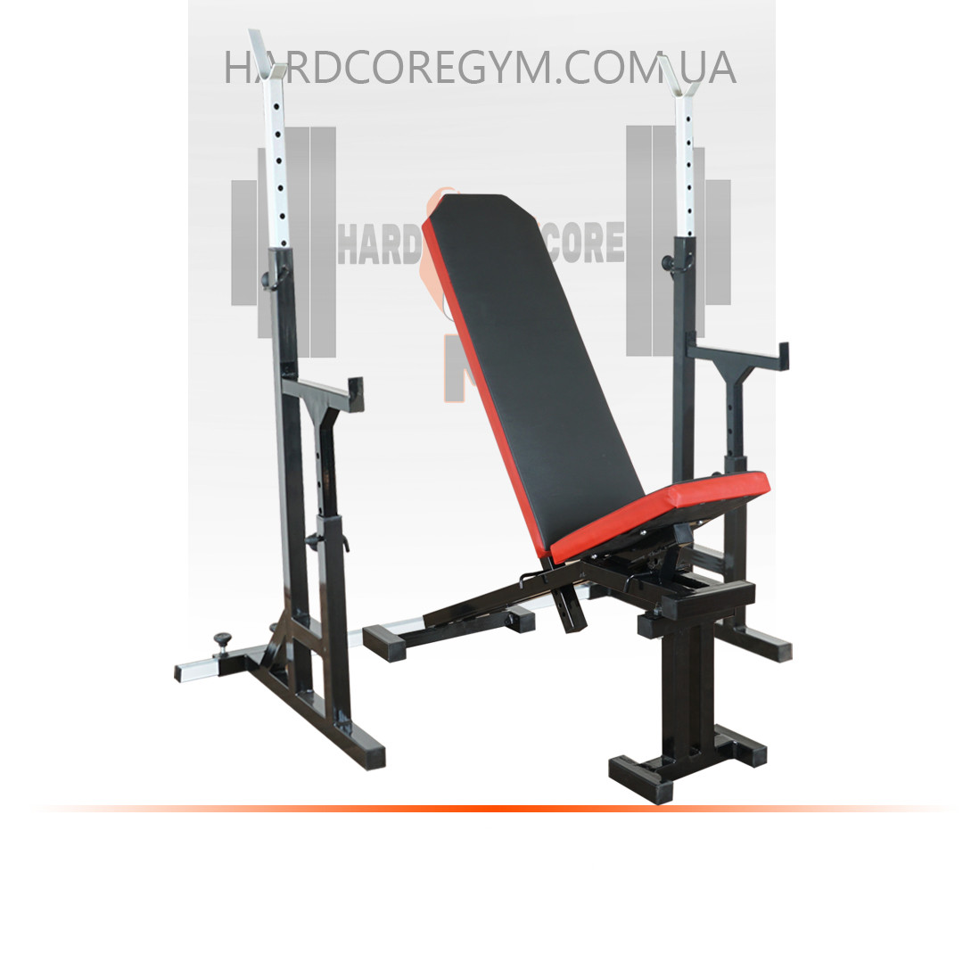 Лавка з від'ємним кутом до 300 кг та Стійки під штангу з страховкою Т-подібною до 200 кг, фото 1