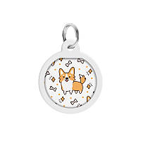 Адресник WAUDOG Smart ID Коргі з QR паспортом преміум різнобарвний сталь 0625-0212 (4823089331249)