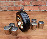 Набір для спиртного "Запаска" у коробці — колесо у формі пляшки з чарками, фото 5