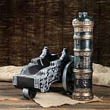 Цар-гармата бронзова - подарунковий набір для спиртного, пляшка-гармата з чарками, фото 4