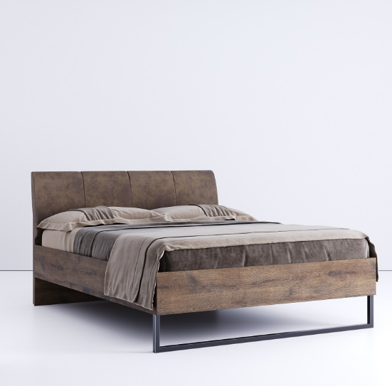 Ліжко двоспальне з м'яким узголів'ям і двома тумбами з ЛДСП Асті (без каркаса і матраца)MiroMark