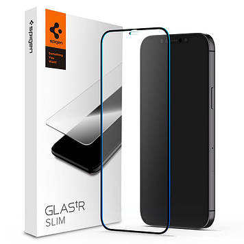 Захисне скло Spigen для iPhone 12/12 Pro (1 шт.) GLAS.tR Slim Full Cover, Black (AGL01512)