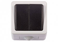 Вимикач одноклавішний IP54 ФОРС IEK, накладний монтаж, зовнішній, пиловологозахищений, вуличний