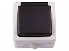 Вимикач одноклавішний IP54 ФОРС IEK, накладний монтаж, зовнішній, пиловологозахищений, вуличний