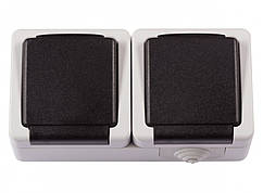 Вимикач одноклавішний IP54 ФОРС IEK, накладний монтаж, зовнішній, пиловологозахищений, вуличний