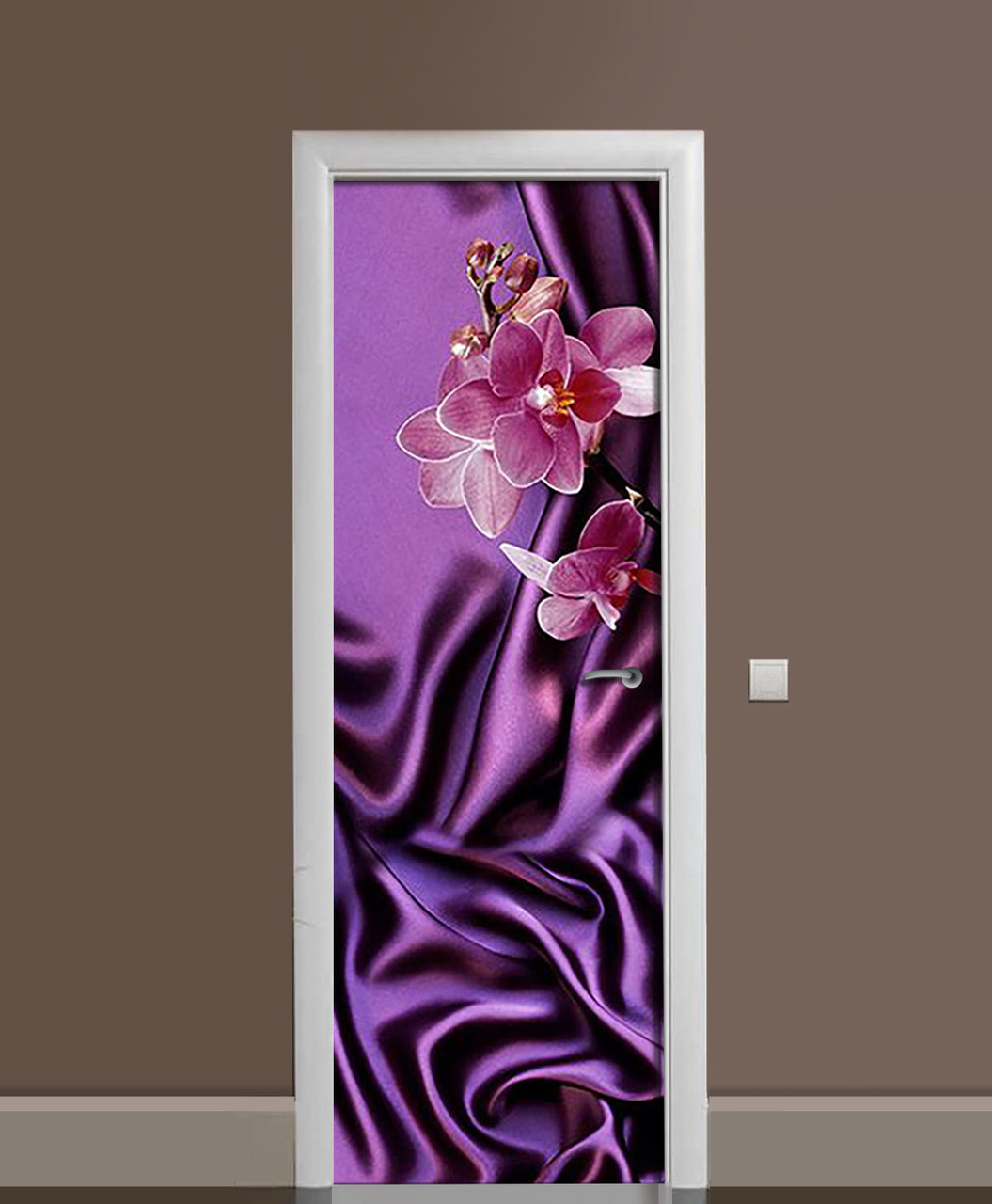 Наліпка на дверь Zatarga «Фиолетовый Шелк » 650х2000 мм виниловая 3Д Наліпка декор самоклеящаяся