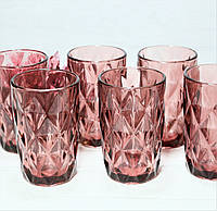 Набор стаканов из цветного стекла Розовый 6шт*380 мл