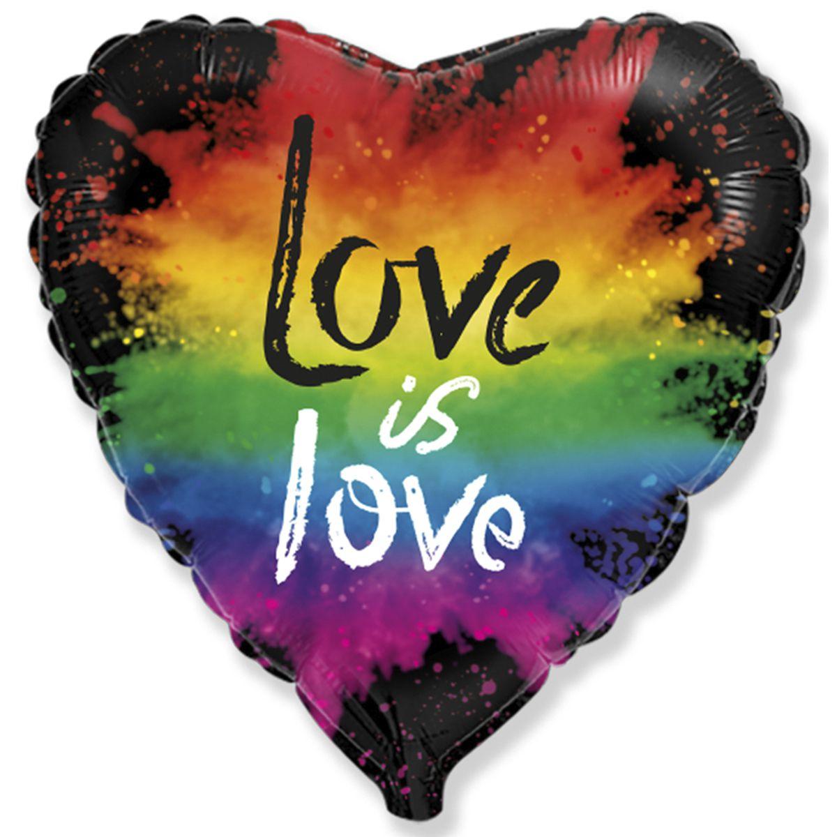 Фольгований шар Flexmetal Серце Love is love акварель 18" (46 см)