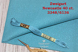 Тканина рівномірного переплетення Zweigart Newcastle 40 ct. 3348/6136 Pacific Metallic Blue (Тихоокеанський з сін