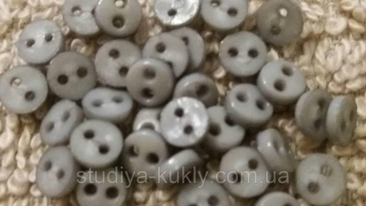 Гудзики для ляльок мікро, 4 мм, № 4.13, відтінок сірий
