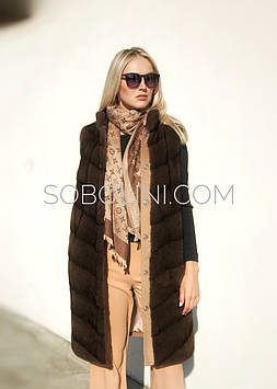 Жилет з норки махагон і кашеміру