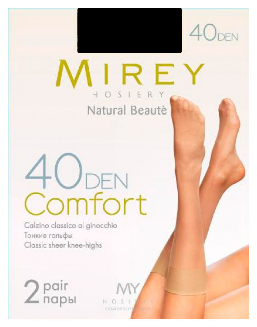 Капронові гольфи Mirey COMFORT 40 den nero чорні 2 пари в пакованні НК-27137, фото 1