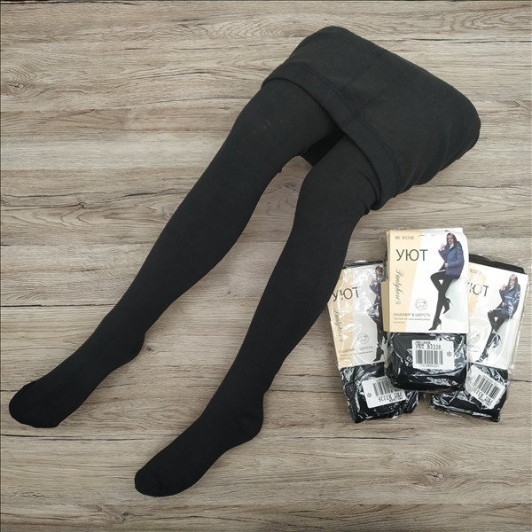 Тёплые женские колготки батал кашемир+шерсть УЮТ В3338 чёрные ЛЖЗ ...